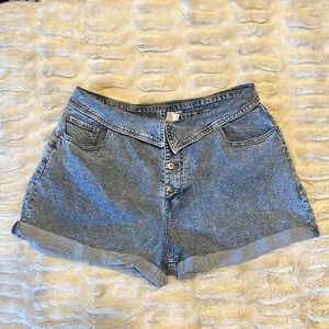 Collared Denim Shorts